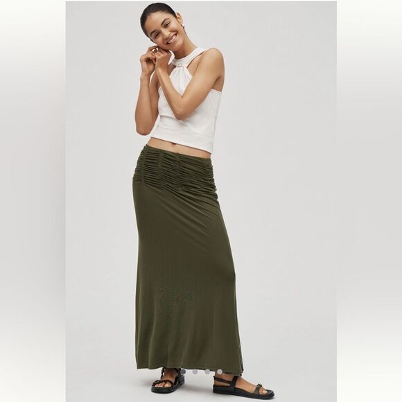 Maeve Dresses & Skirts - Anthropologie Maeve Ruched Yoke Column Maxi Skirt
